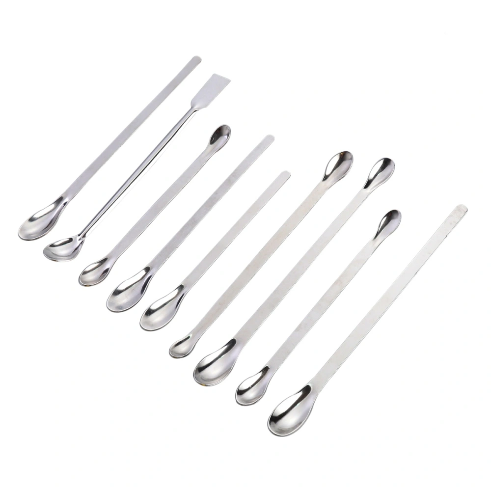 9 in 1 Stainless Steel Sampling Spoons Laboratory Scoops Mixing Spatulas (Silver)