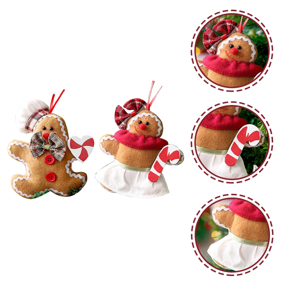 2Pcs Christmas Gingerbread Ornaments Christmas Tree Hanging Gingerbread Decorations