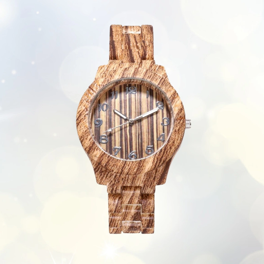 1PC Imitation Bamboo Grain Watch Fashion Quartz Watch Creative Wrist Watch Birthday Gift for Men Women Light Coffee