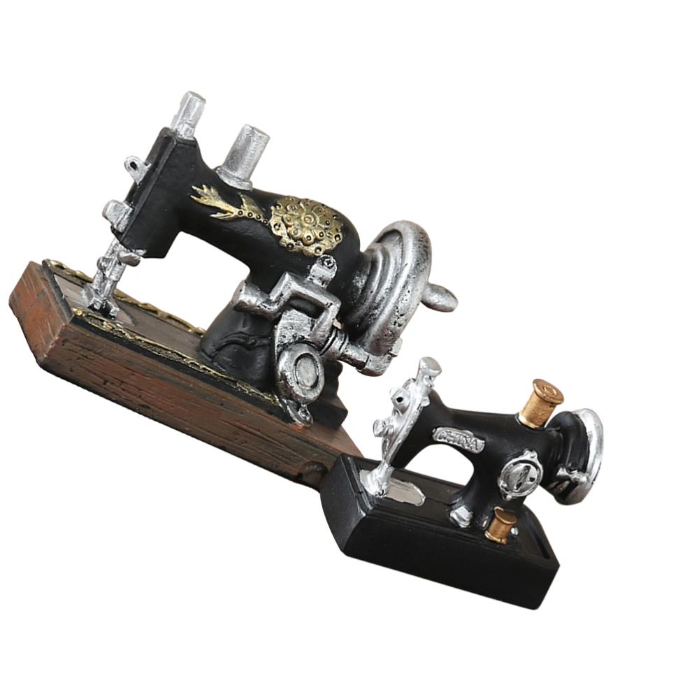 2pcs Vintage Sewing Machine Model Decoration Creative Table Adornment Desktop Ornament for Home Living Room Office