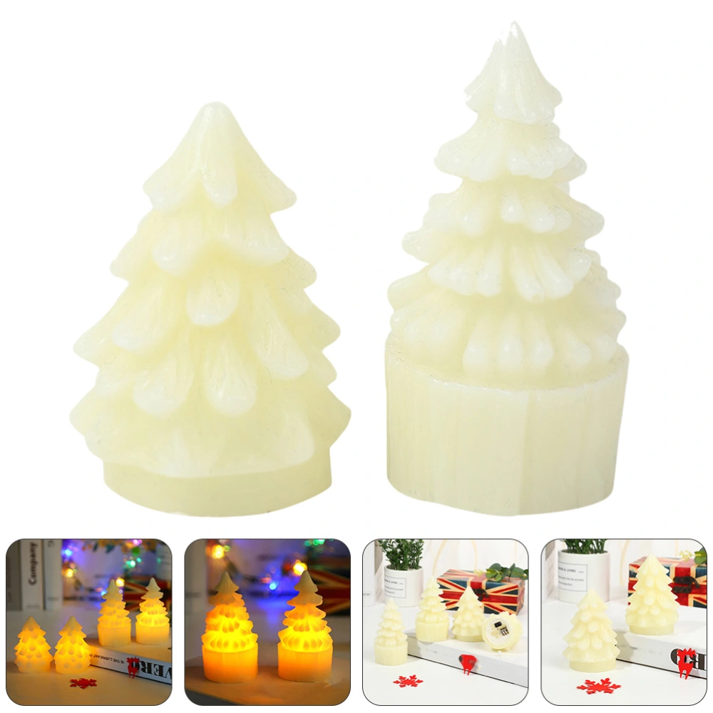 1 Set 2 Pcs Christmas Tree Lights Decorative Electronic Candle Lamps (Beige)