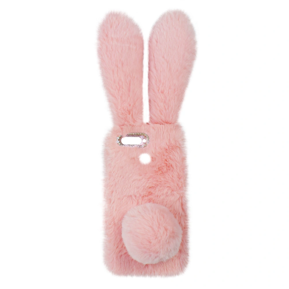 Plush Rabbit Phone Case Fashion Winter Keep Warm Fur Shockproof Phone Cover Shell for Huawei Honor 7A (Pink)