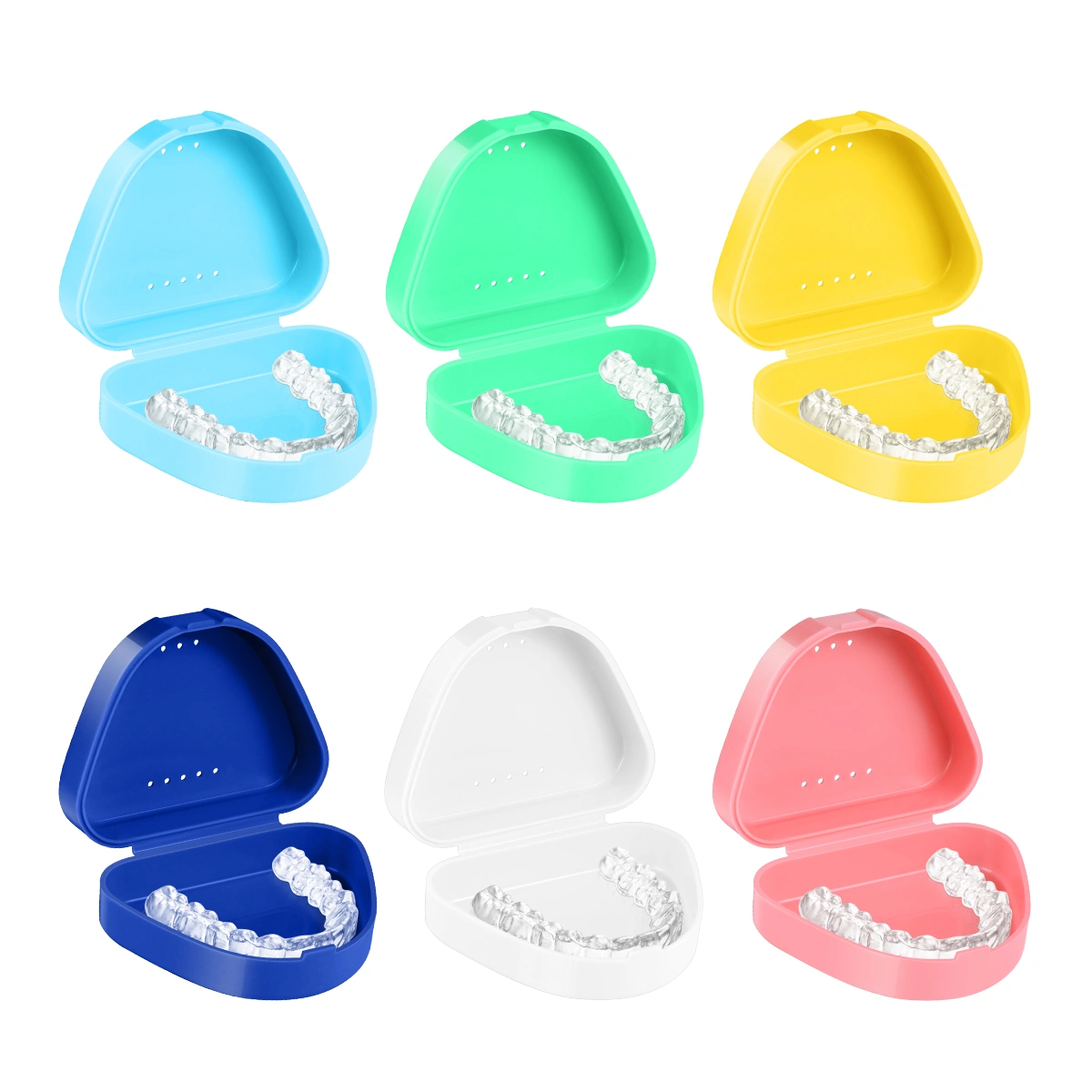 ROSENICE 6PCS Retainer Case With Vent Holes Mouth Guard Case Orthodontic Dental Retainer Box Denture Storage Container