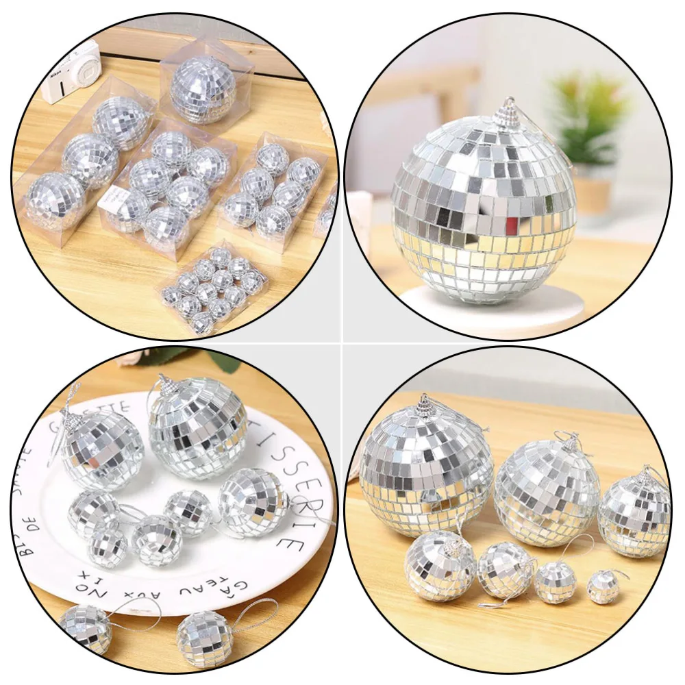 18Pcs Christmas Mirror Ball Disco Mirror Glass Ball Christmas Hanging Decors