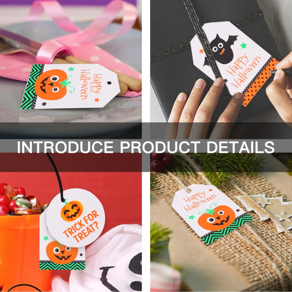 200pcs Halloween Hanging Tag Cookie Bag Tag Packing Box (Mixed Style)