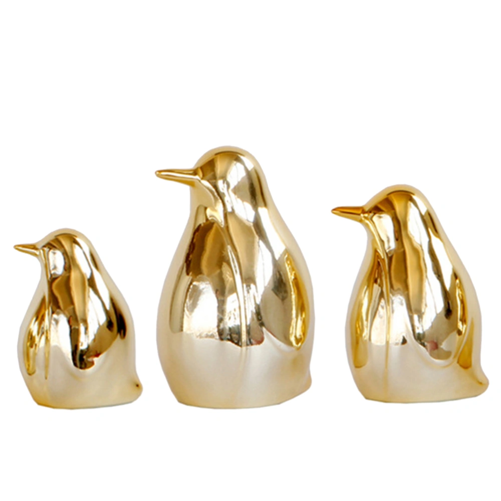 3Pcs European Style Ceramic Ornaments Exquisite Creative Penguin Adornments Simplicity Desktop Decoration