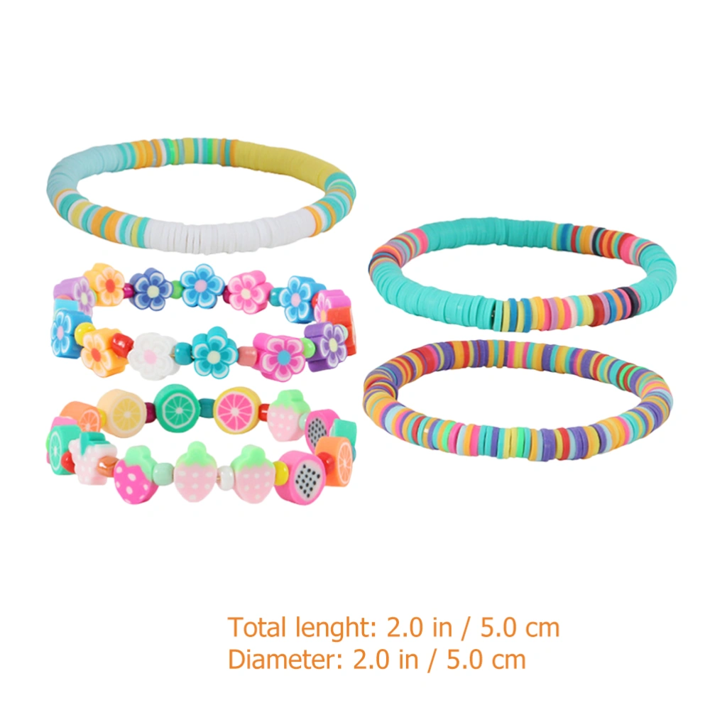 5pcs Summer Bracelets Fruit Flower Bracelet Set Stack Clay Bead Bracelet Jewelry