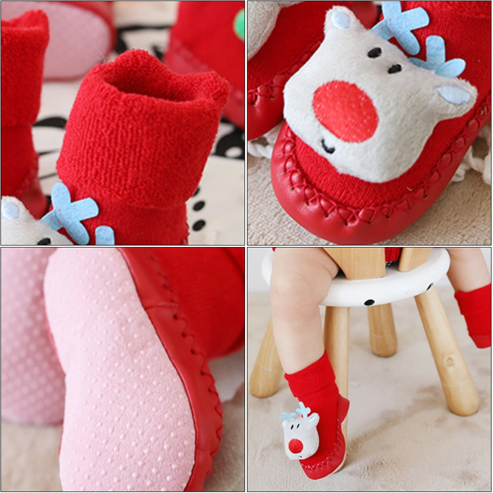 1 Pair of Christmas Children Socks Warm Footwear Slide-proof Floor Socks for Kid