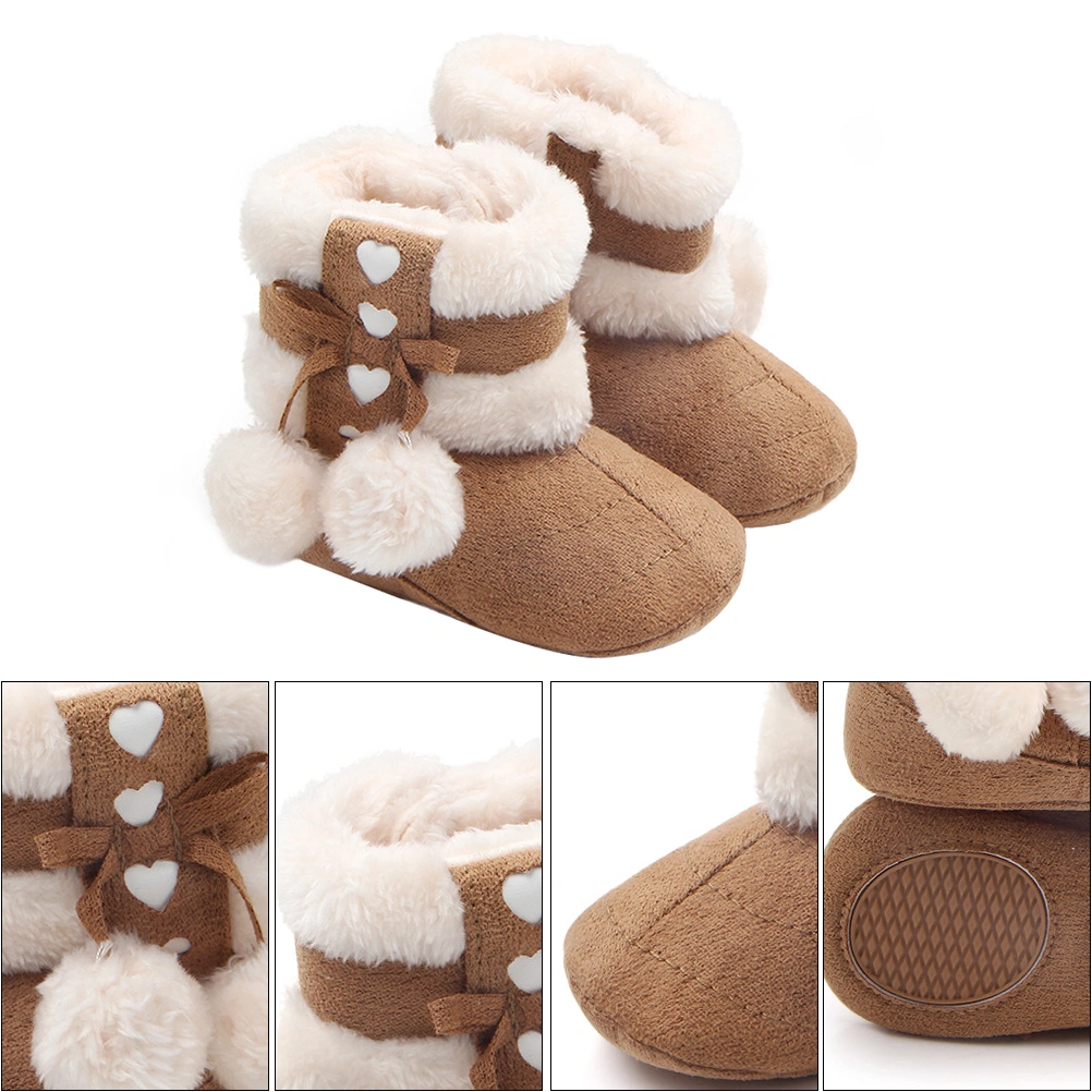 1 Pair Winter Bowknot Baby Christmas Boots Toddlers Warm Cotton Prewalker