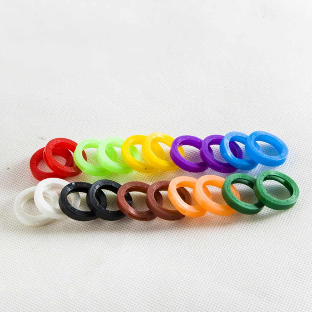 64pcs Bright Colored Silicone Key Caps Sleeve Ring Key Caps Elastic Key Tags Key Identifier Coding Rings (Random Color)