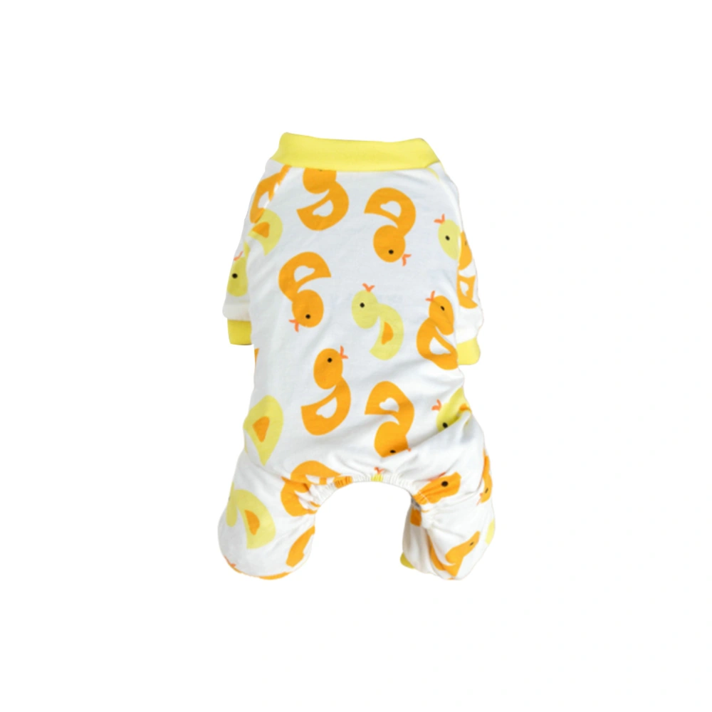 Yellow Ducks Pattern Dog Pajamas Pet Sleepwear Dog Home Dress Dog Clothes Pet Supplies for Dog Pet Animal Size S Yellow