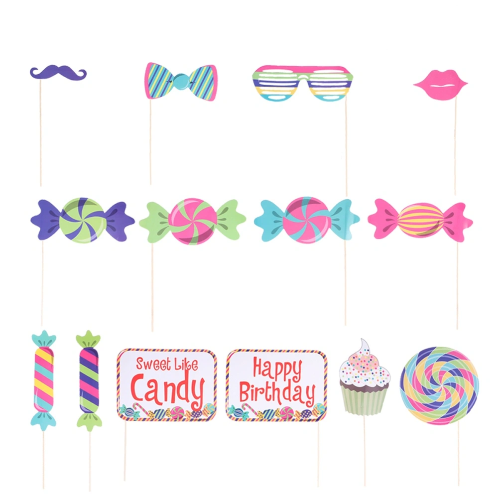 14pcs Funny Photo Props Candy Ice Cream Camera Selfie Props Wedding Birthday Party Supplies