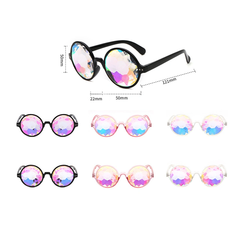 4D Kaleidoscope Glasses Rainbow Sunglasses Goggles for Festivals Rave Light Show (Pink Frame without Holes)