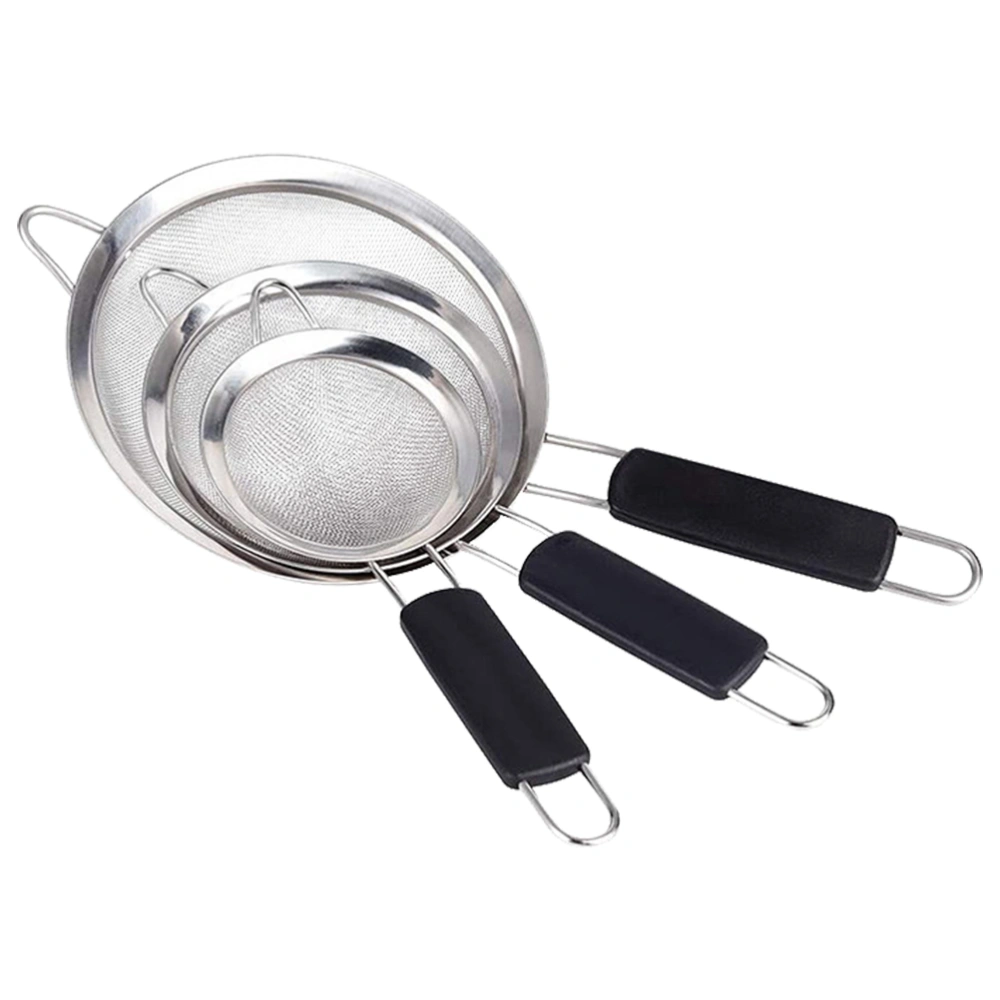 3pcs Household Flour Sifter Handheld Flour Sieve Strainer Stainless Steel Sieving Tool