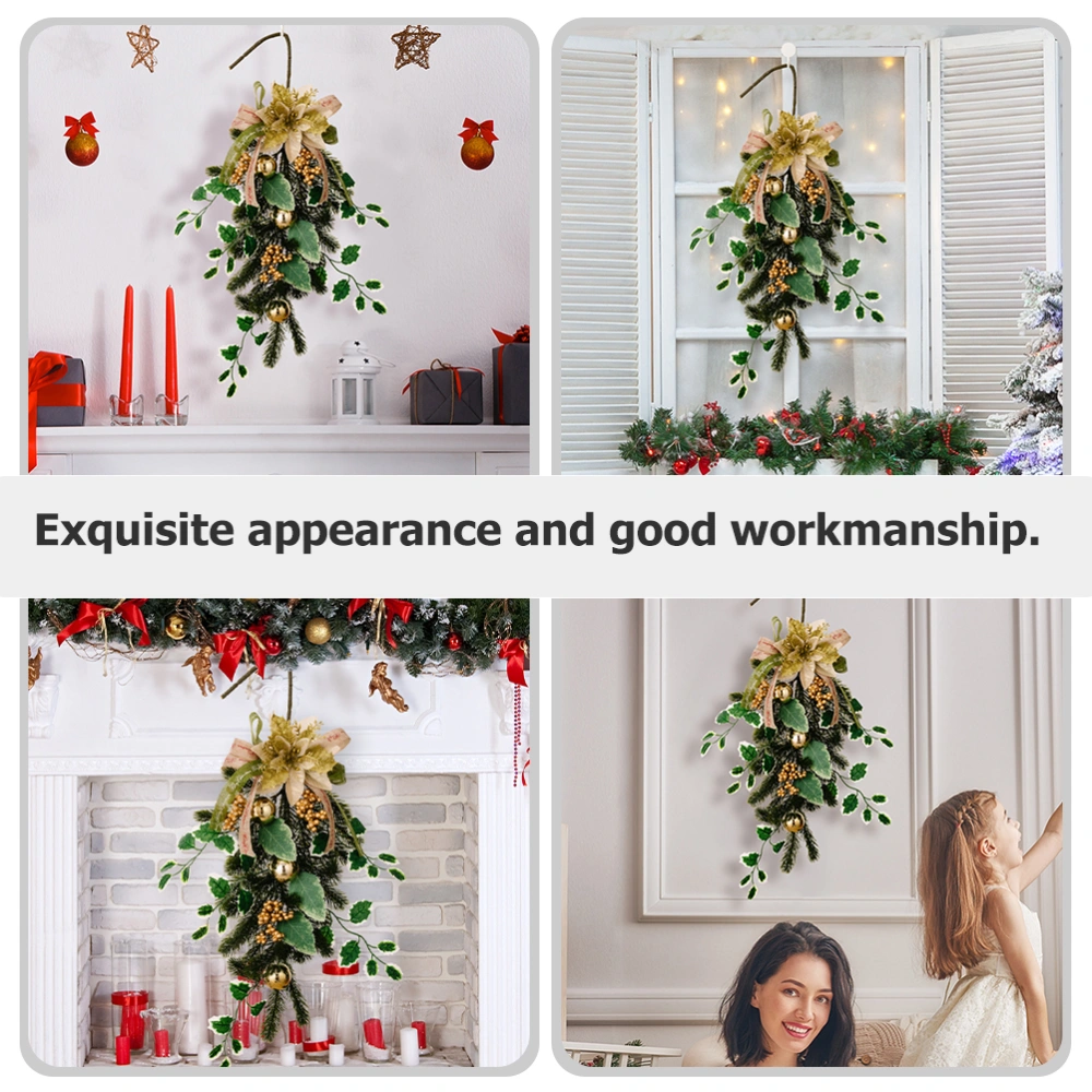 Christmas Teardrop Swag Lifelike Christmas Simulation Pine Needle Wreath Decor