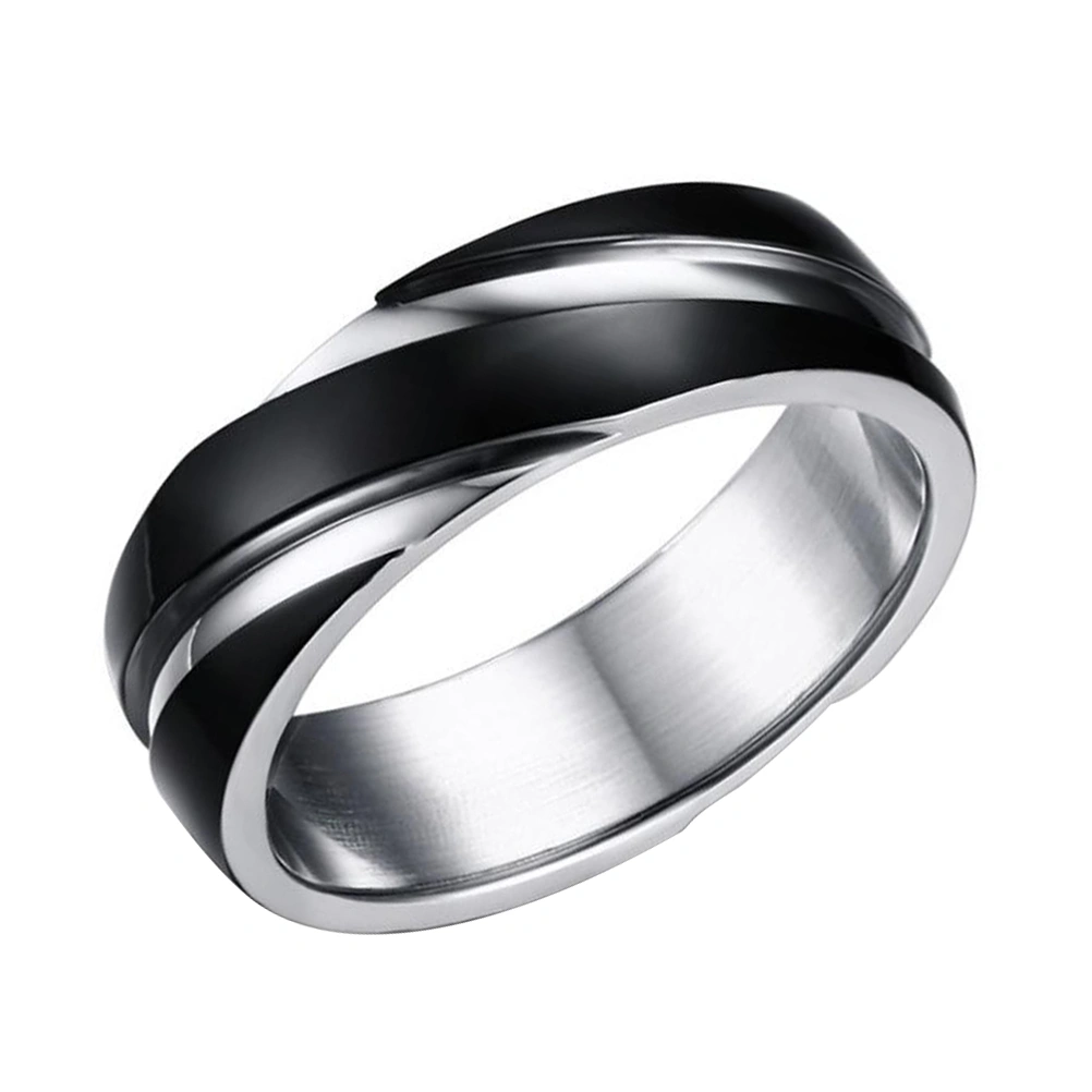 1Pc Black Titanium Steel Ring Simplicity Twill Ring Vintage Men Ring (Size 12)