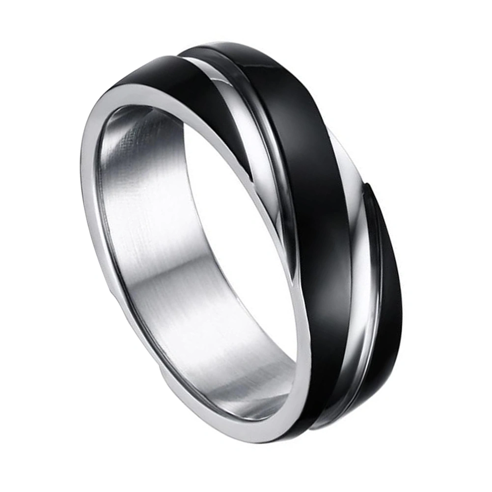 1Pc Black Titanium Steel Ring Simplicity Twill Ring Vintage Men Ring (Size 12)