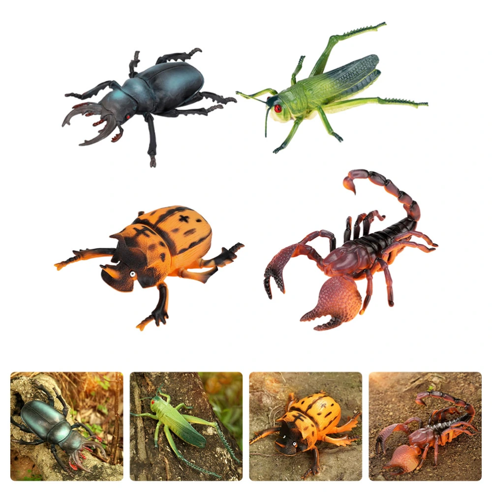 4Pcs Pack Fake Bugs Mini Realistic Insects Toys Halloween Easter Bugs Plaything