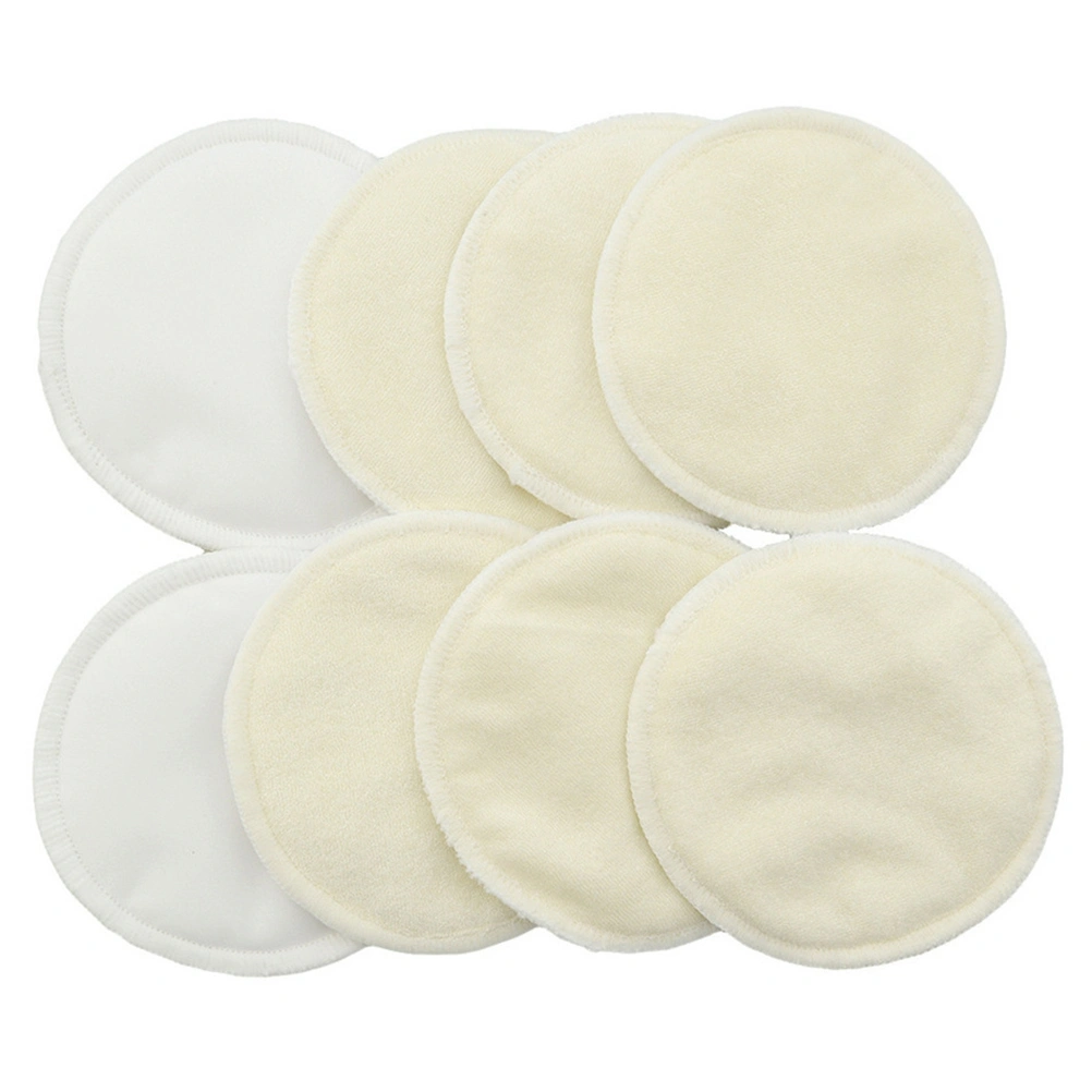 8pcs Washable Organic Bamboo Nursing Pad Leakproof Reusable Nursing Pads (Light Yellow)