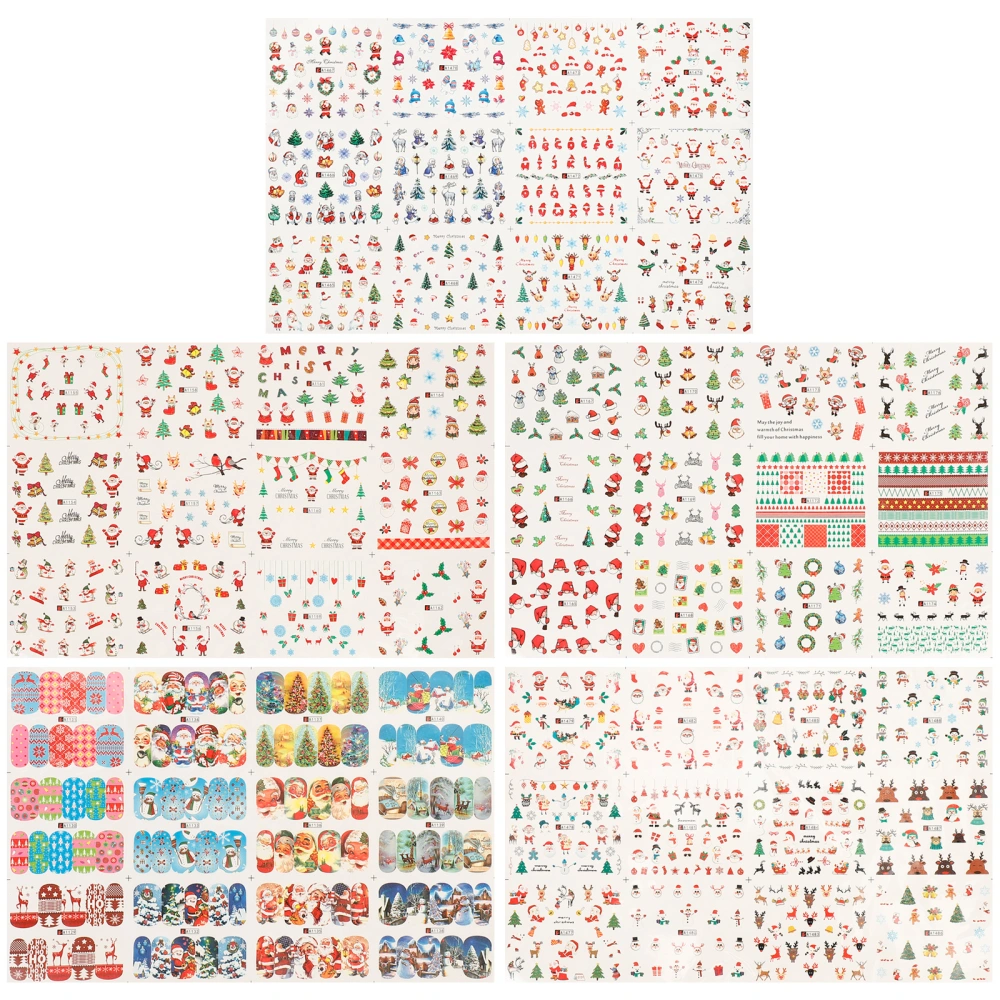 5 Sheets Christmas Nail Stickers Nail Art Snowman Santa Claus Reindeer Decals