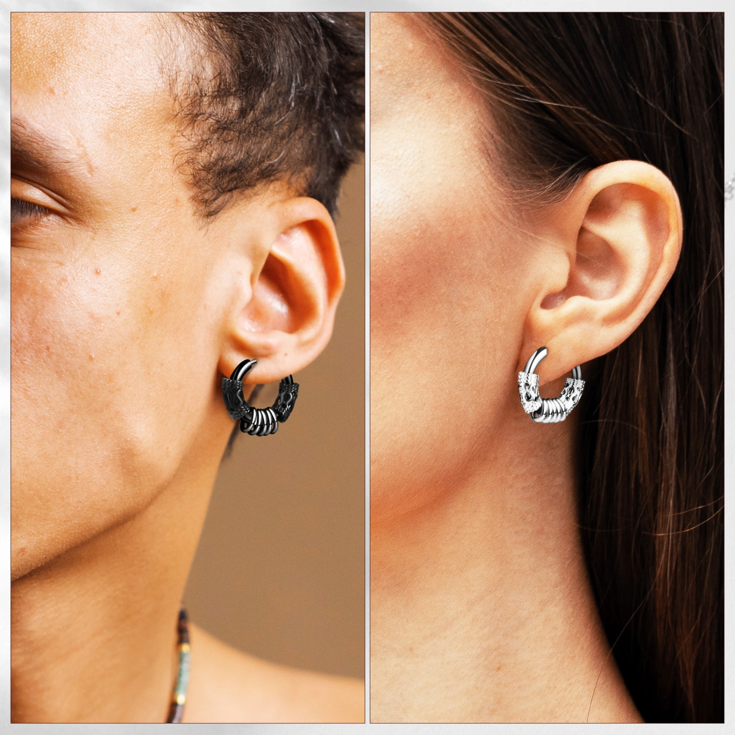2 Pairs Hoop Earrings Stainless Steel Vintage Earrings Punk Earrings Women Girls