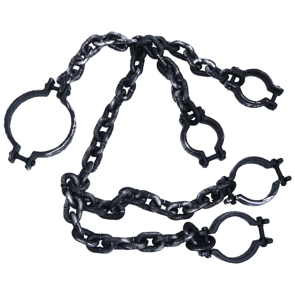 Halloween Performance Props Handcuffs Fetter Props Plastic Big Buckle Body Chain Prop Prisoner Performance Props for Bar Festival