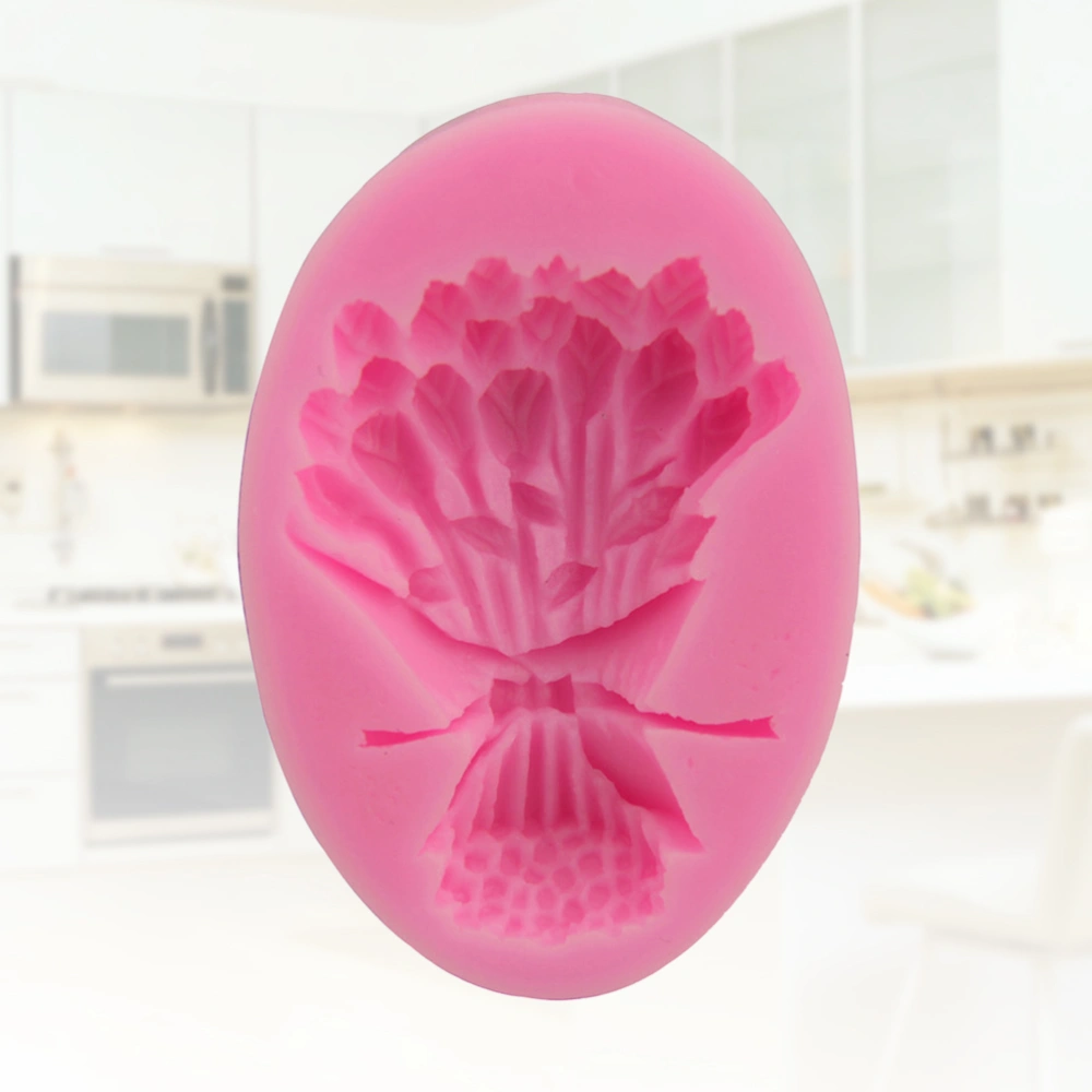 Flower Bouquet Silicone Cake Mold DIY Fondant Mousse Dessert Chocolate Mould Tray (Pink)