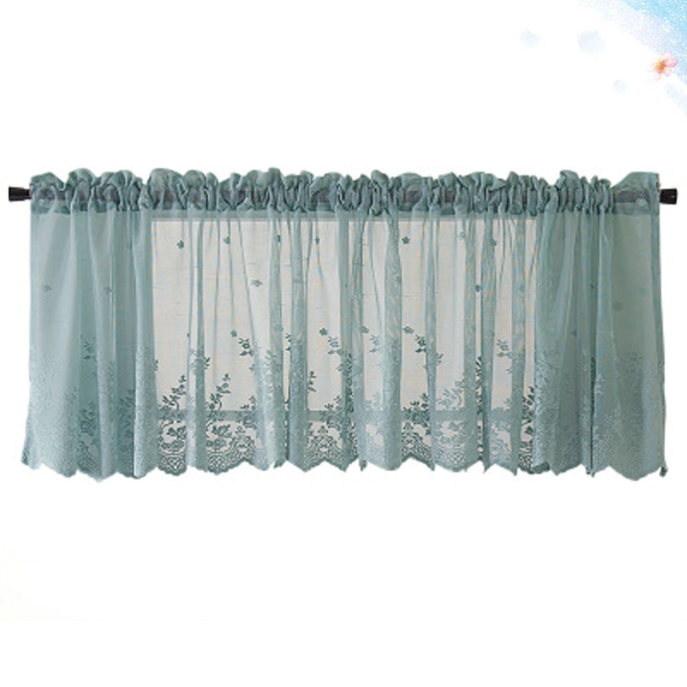 Short Curtain Lace Half Curtain Window Curtain Light Transmission for Home Kitchen Balcony 137x61cm Blue