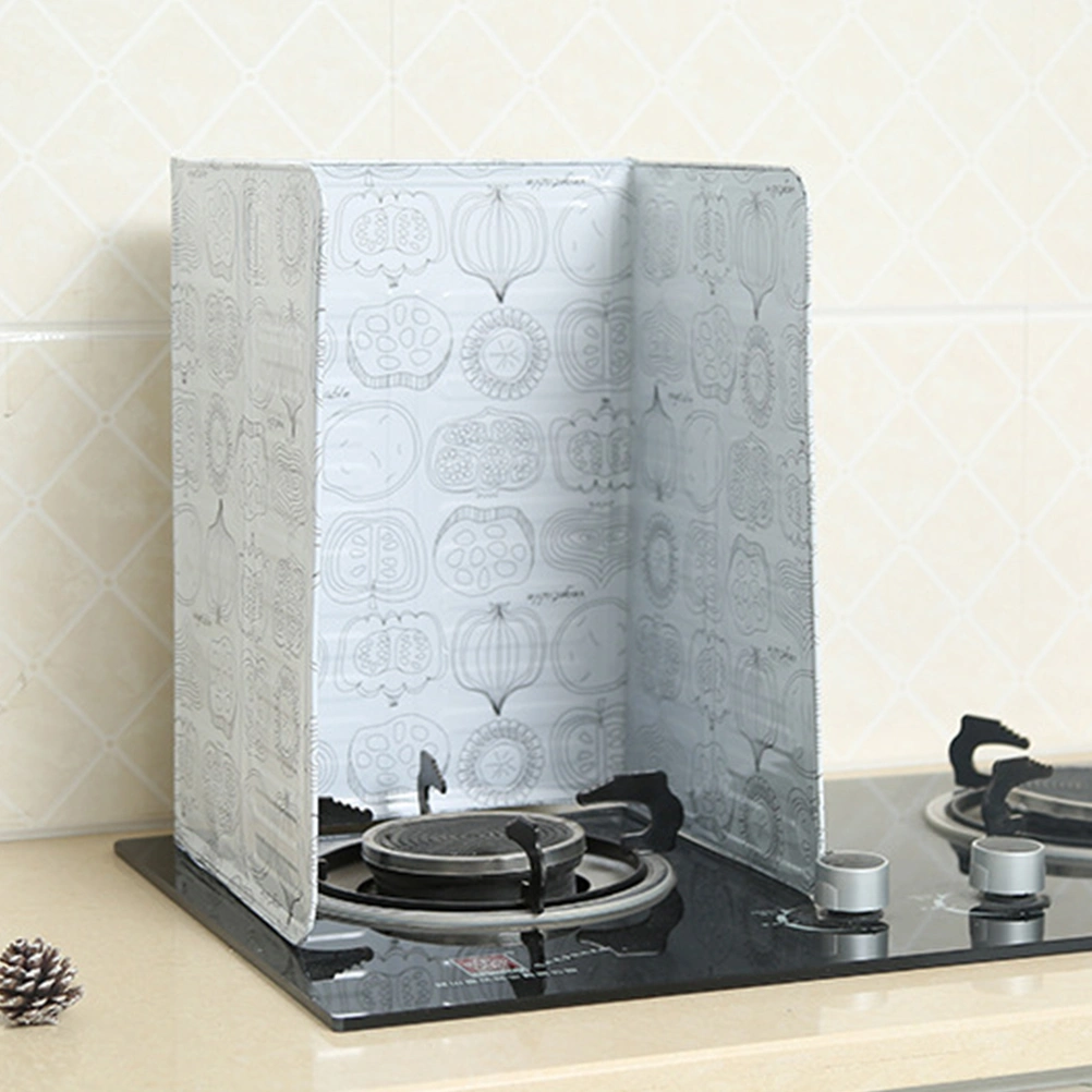Printed Kitchen Oil Baffle Aluminum Foil Oil Heat-insulation Board Anti-splash Kitchen Tool for Home