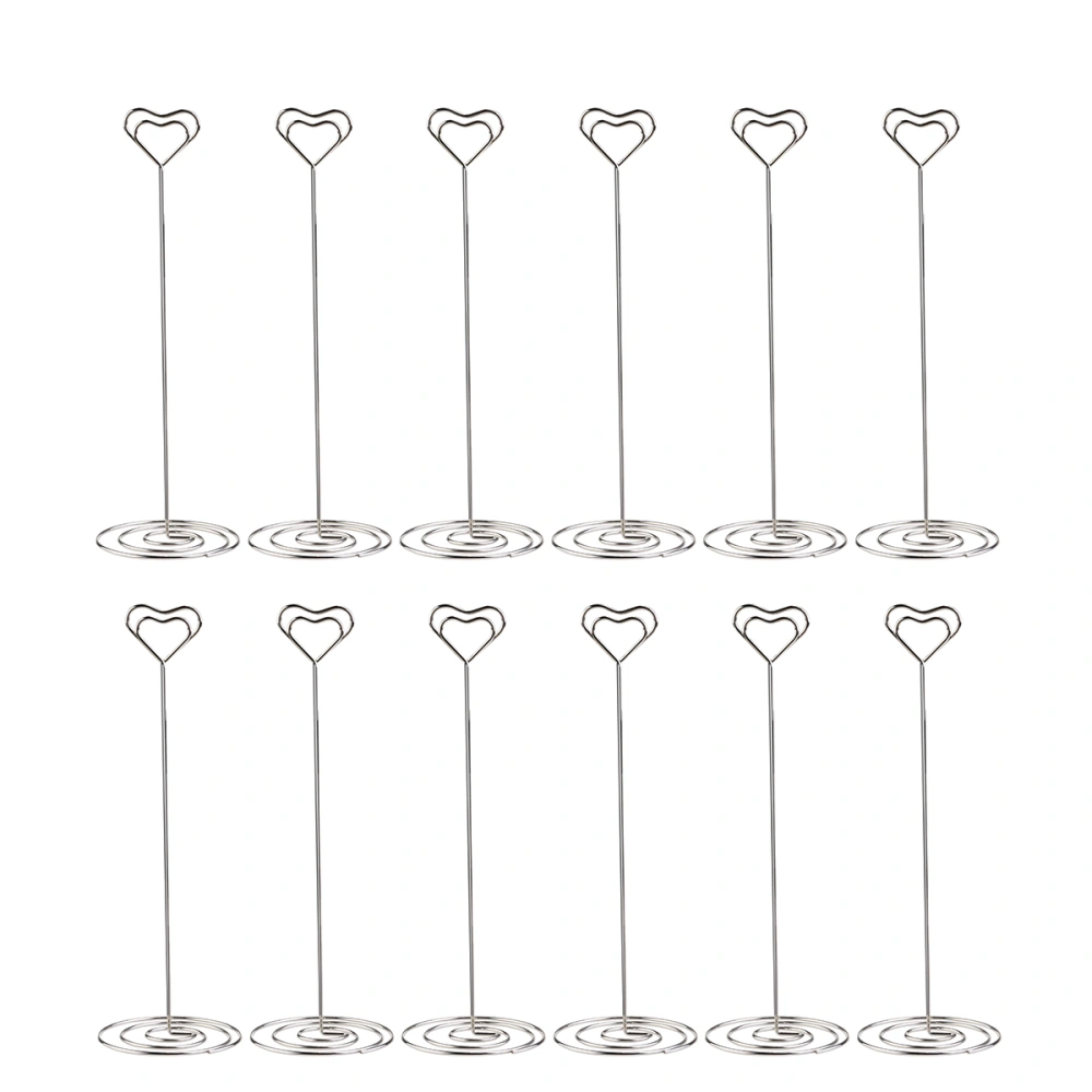 12pcs Heart Pattern Table Number Holders Name Holders Photo Stand Note Memo Clip