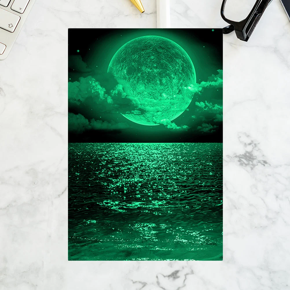 Small Size Moon Scenery Fluorescent Sticker Glow-in-the-Dark Wall Decals Removable Stickers Wall Decor for Living Room Bedroom Baby Room