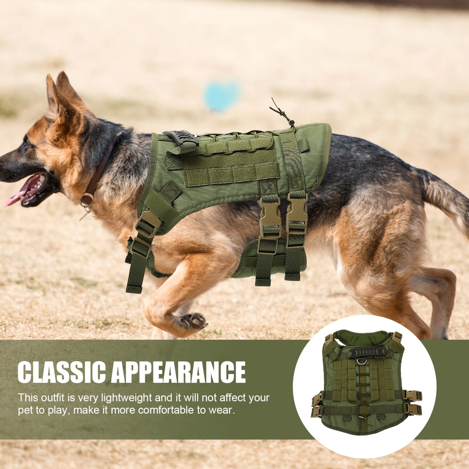 German Shepherd Tactics Vest Outdoor Large Dog Harness Working Dog Accessory