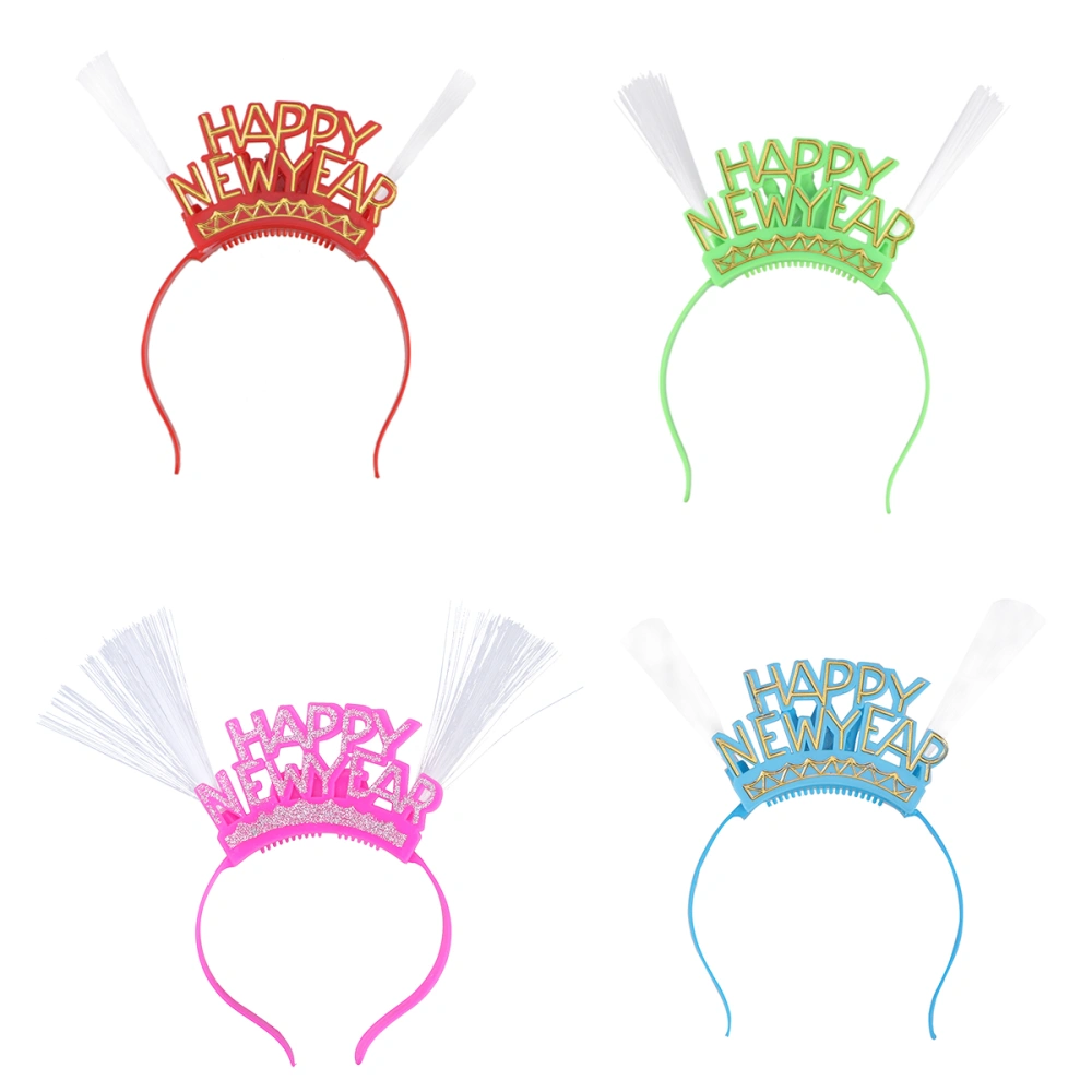 4Pcs Christmas LED Light Up Happy New Year Flashing Headband Christmas Party Decoration Children Gift (Random Color)