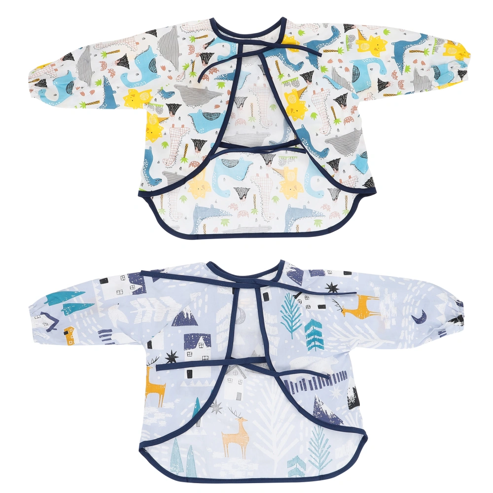 2Pcs Long Sleeve Baby Feeding Bibs Full Cover Bibs for Baby Kids Infant Toddlers