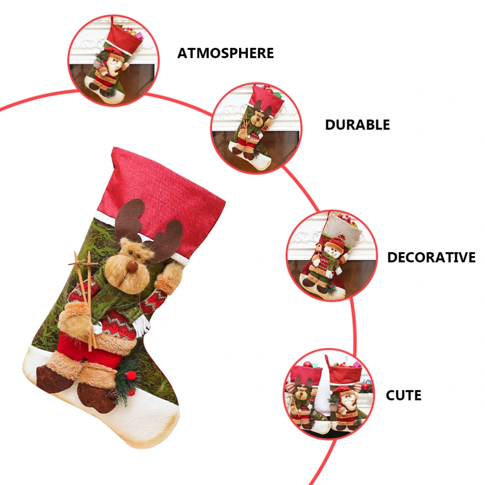 1pc Adorable Xmas Stockings Hanging Socks Candy Wrapping Bag (Random Style)