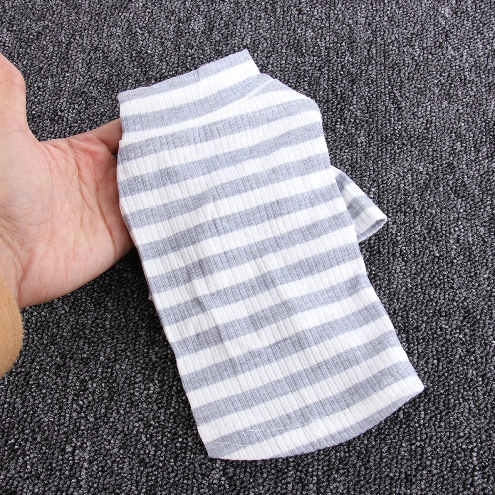 Stripe Pattern Cotton Dog Clothes Small Elastic Clothes for Pet Dog (Grey and White Stripe, L)