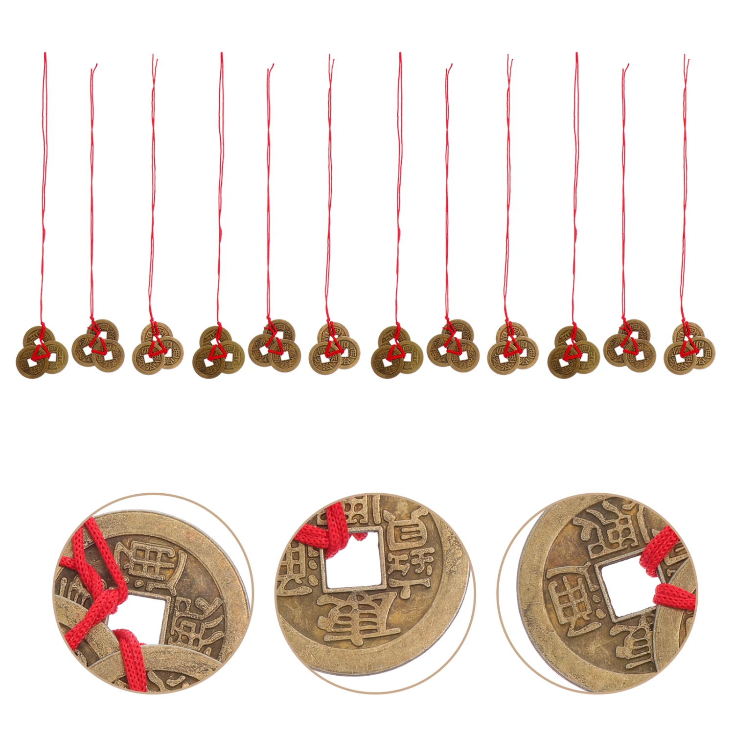 30PCS Copper Chinese Coins String Chinese Luck Coins Wealth Success Fortune Coins