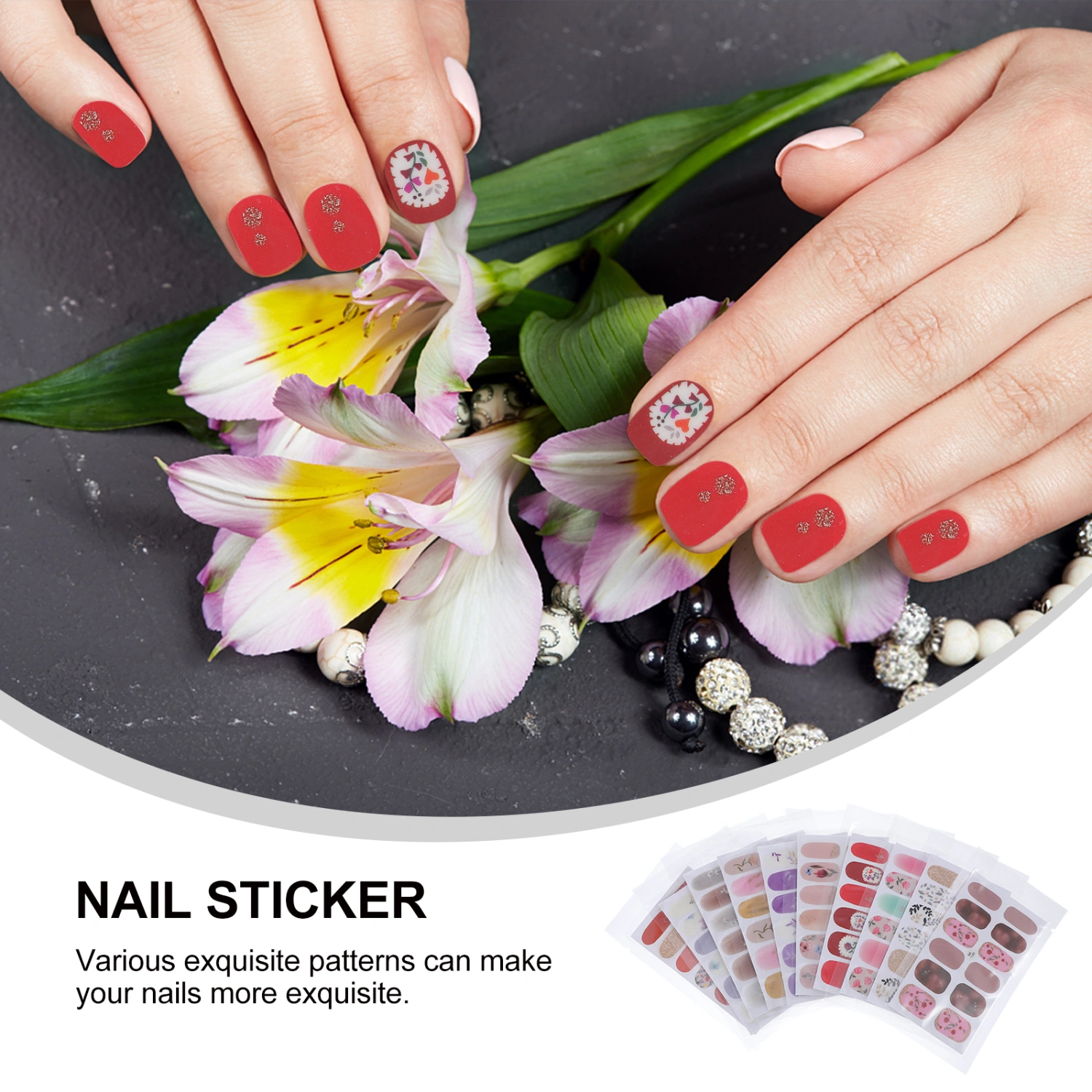 1 Set Manicure Decoracion Stylish Nail Stickers Self-adhesive Nail Stickers