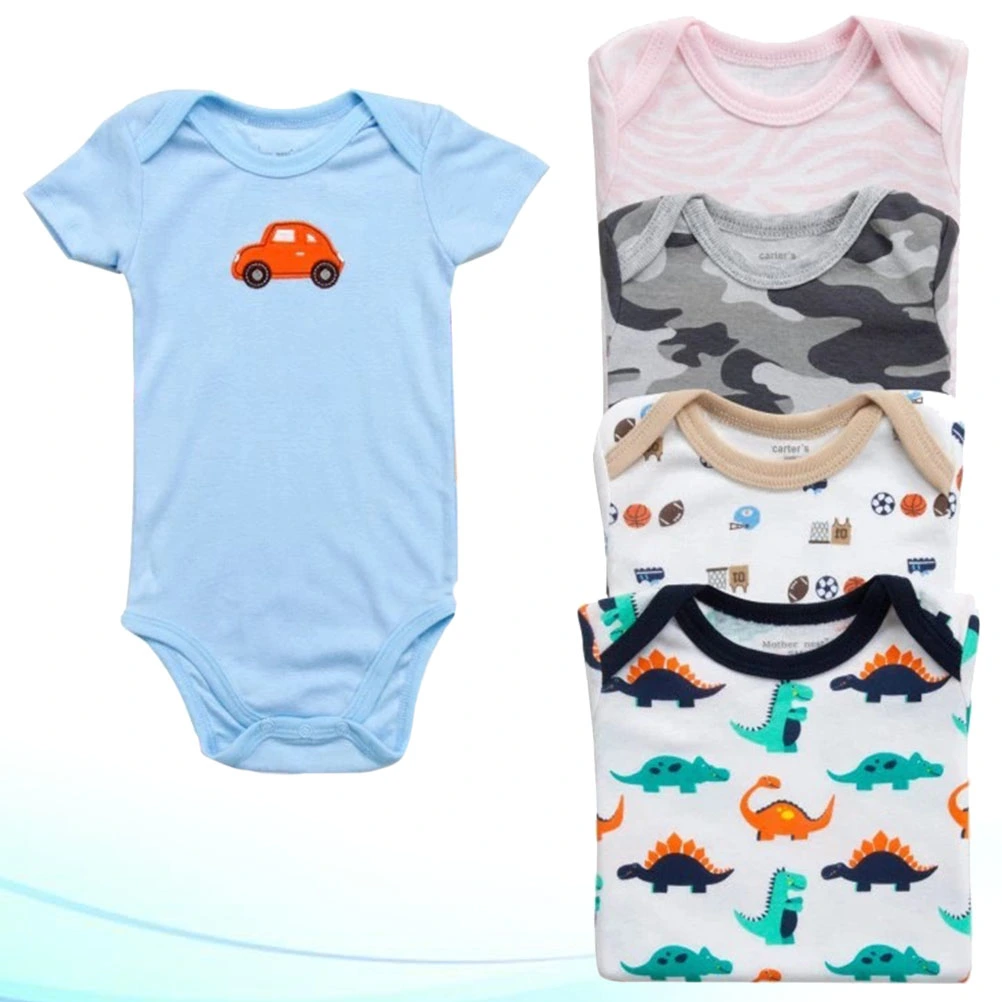 5pcs Summer Baby Clothing Cotton Jumpsuits Printing Baby Cotton Jumpsuit for Girl Boy (Boy Style, Random Style, Suitable for Height of 3m(52cm))