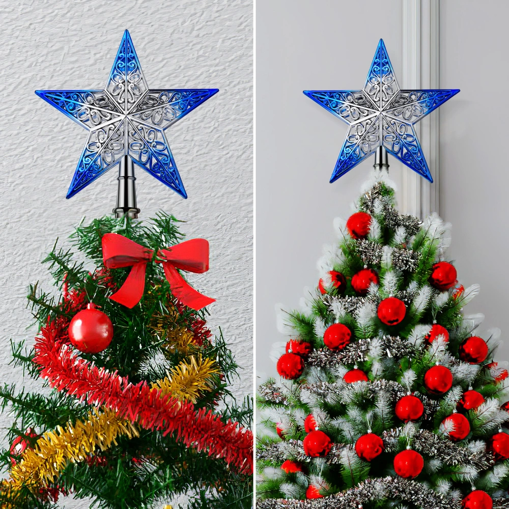 1pc Christmas Tree Topper Star Plastic Tree Decoration 5 Point Star Tree Topper Hollow Out Star Tree Topper