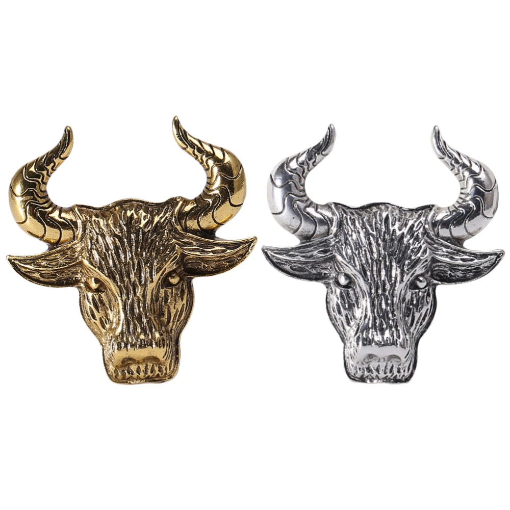 2pcs Cattle Head Shape Brooches Alloy Vintage Brooches Breastpin Jewelry