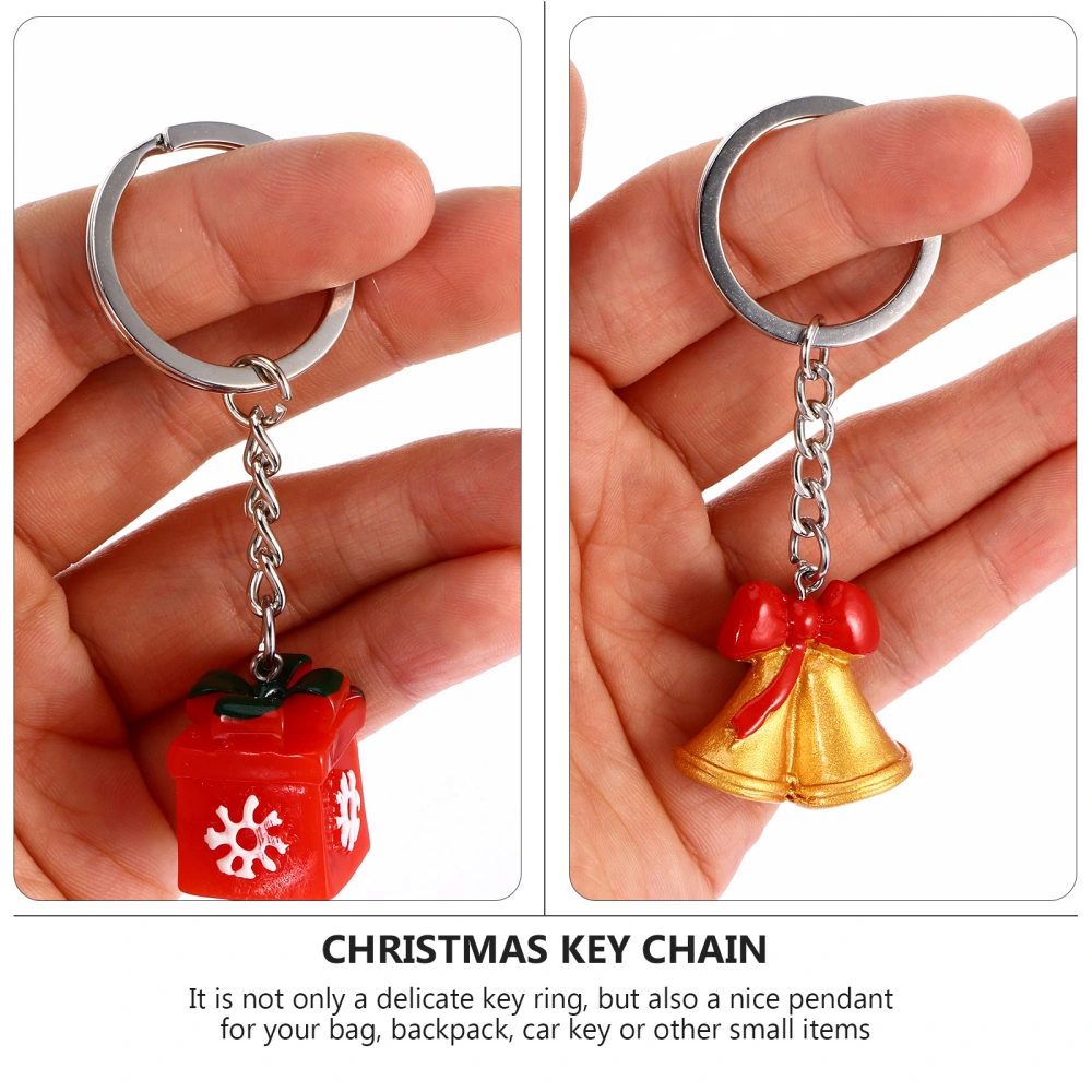 4Pcs Christmas Keychain Lovely Resin Key Ring School Bag Decorative Pendant