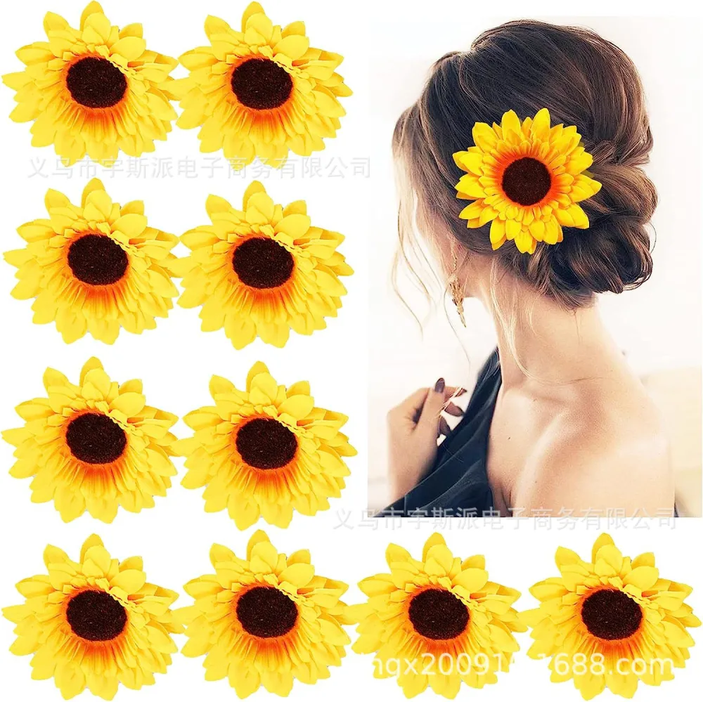 10Pcs Sunflower Hair Clips Hair Barrettes Sunflower Hair Clip Flower Alligator Clips Hair Side Clip