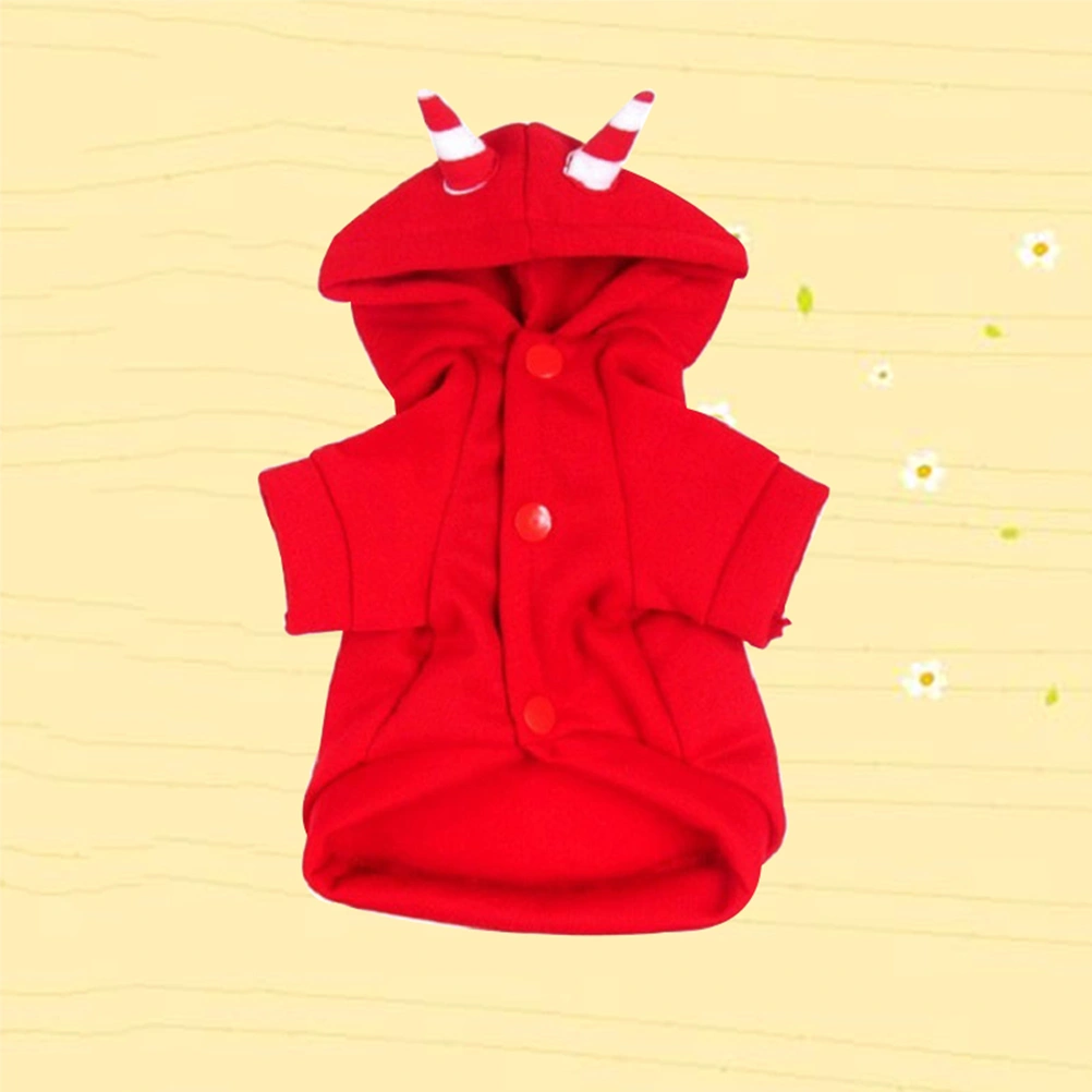 Dog Hoodie Clothes Coat Little Devil Cartoon Pattern Halloween Themed for Dog Puppy Size S (Red)