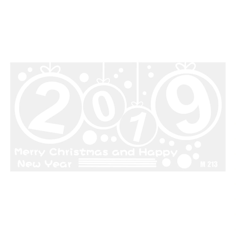 2019 New Year Wall Decal Merry Christmas Window Wall Sticker for Bedroom Living Room Shop Window (White)