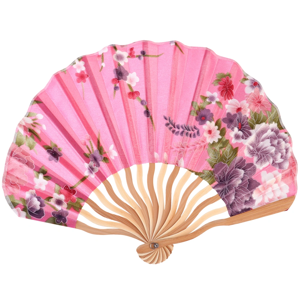 2pcs Japanese Style Folding Fan Creative Foldable Fan Delicate Unique Ornament Adornment Fan Small Present for Women Female (Sky-blue + Pink)