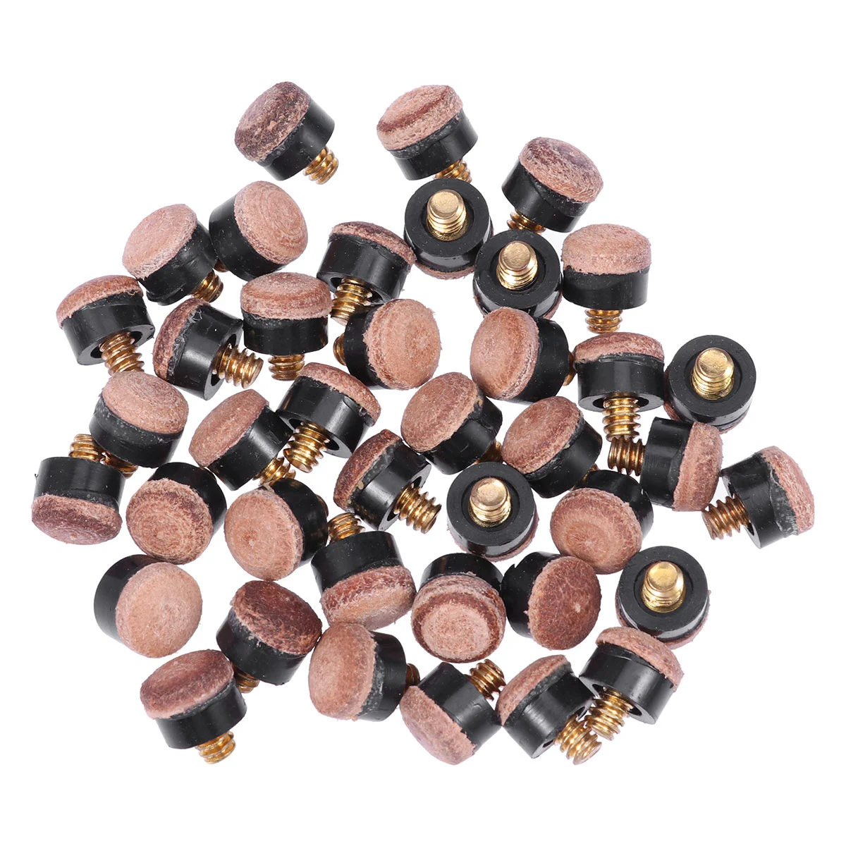 40pcs American Style Billiard Cue Ferrules and Tips Billiard Replacement Screw-on Tips with Pool Cue Stick Ferrules Hard Cue Tips (Brown)