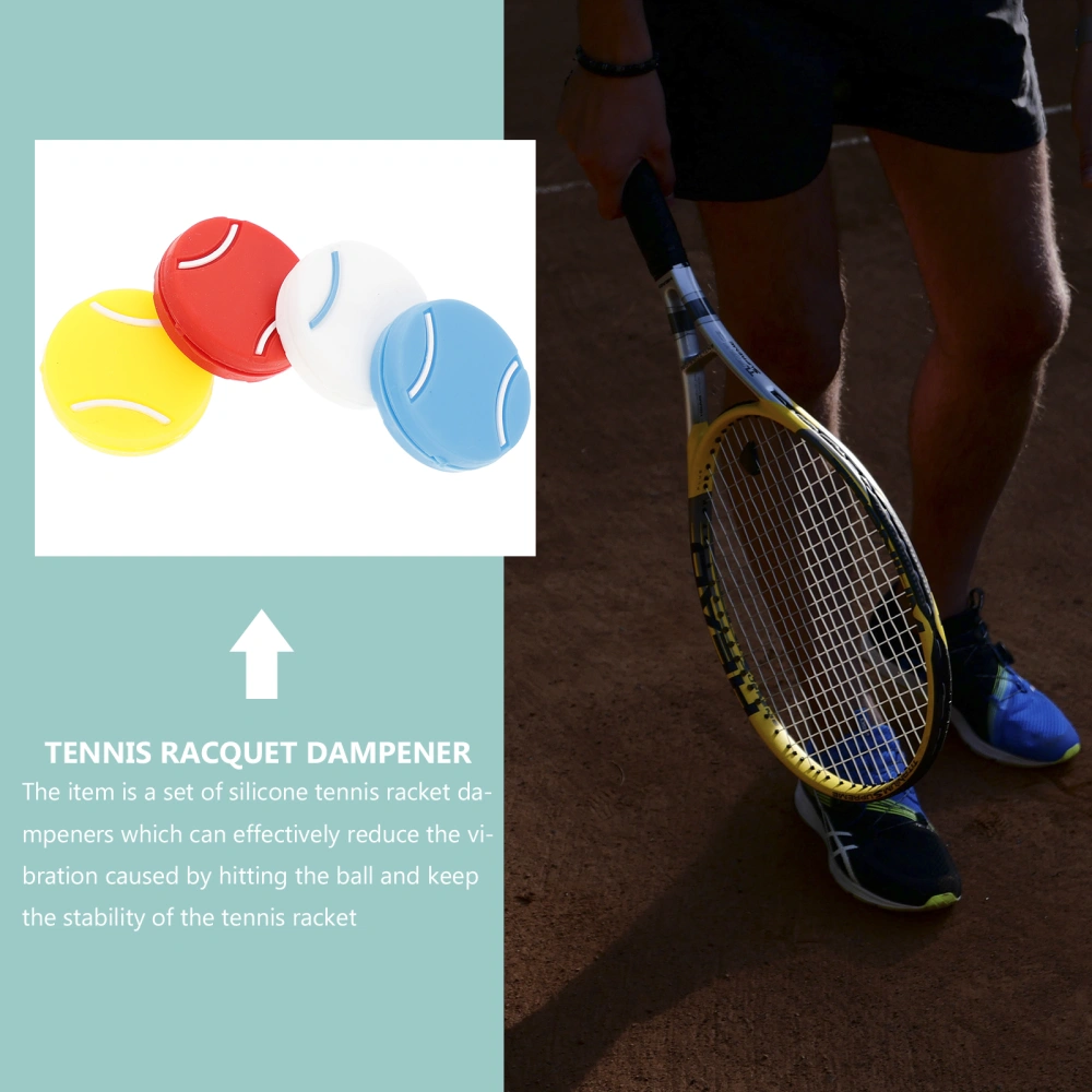 10 Pcs Tennis Racket Vibration Dampeners Tennis Shape Tennis Racquet Absorbers Tennis Racket Strings Dampers for Players (Random Color)