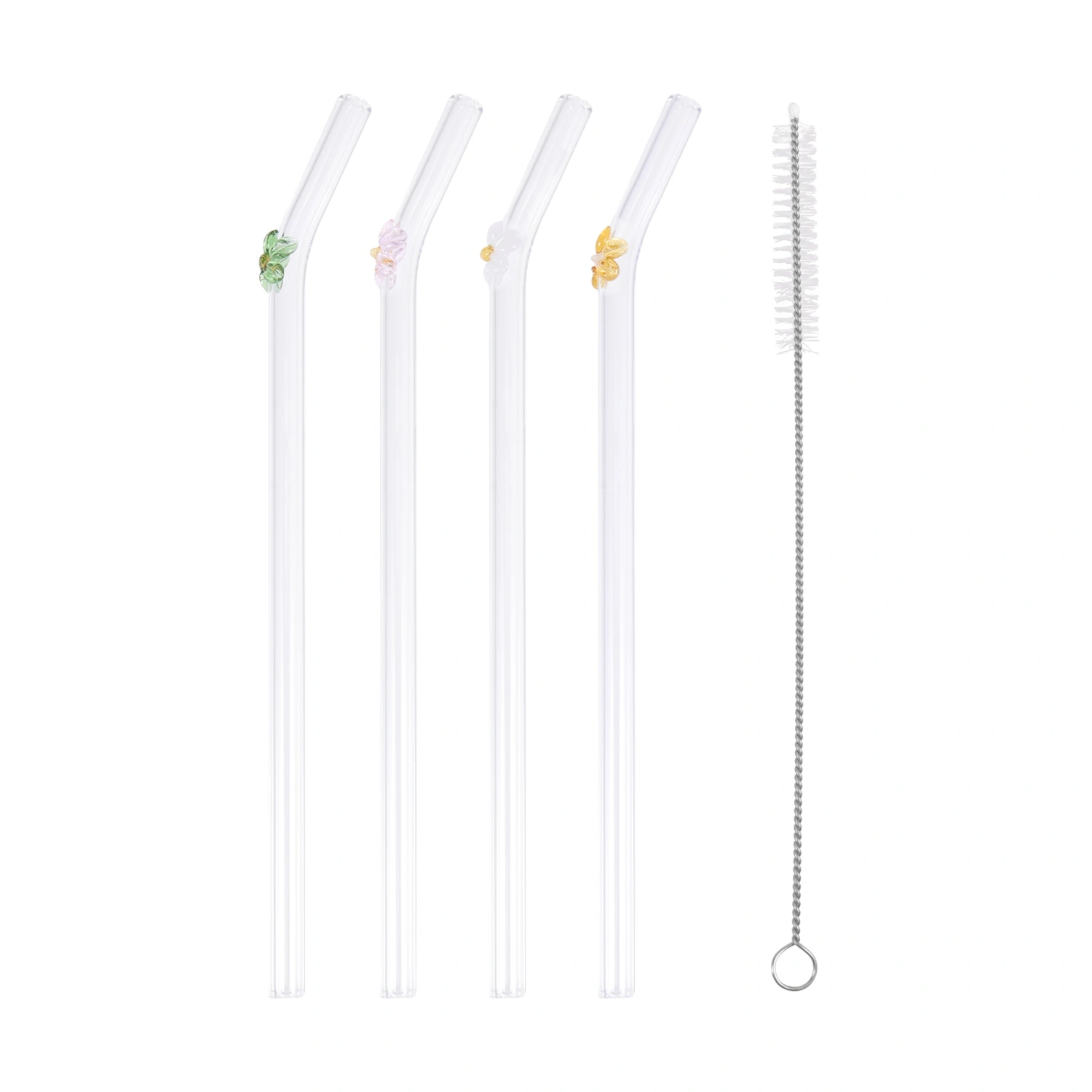 1 Set Clear Glass Straws Beverage Sucker Decorative Glass Straws Beverage Straws Party Favors