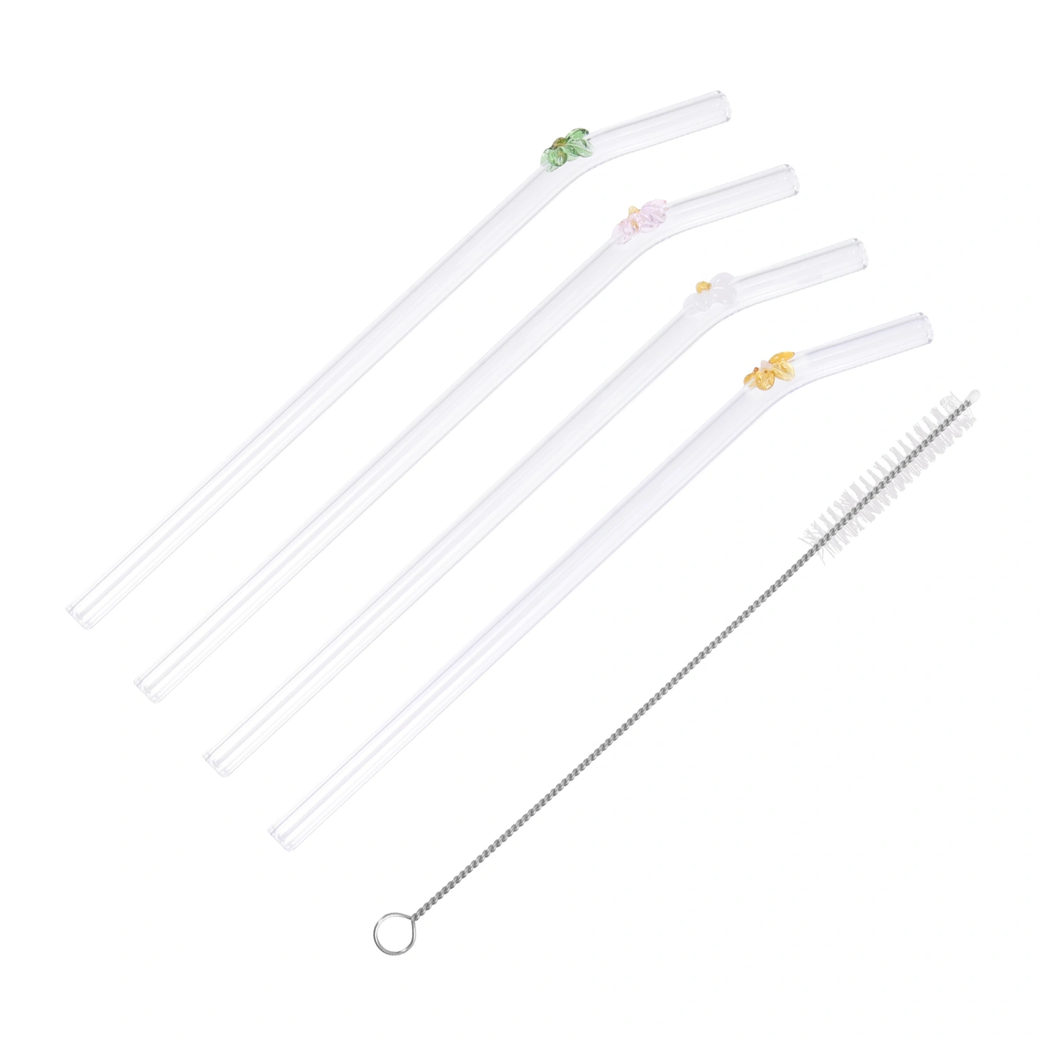 1 Set Clear Glass Straws Beverage Sucker Decorative Glass Straws Beverage Straws Party Favors